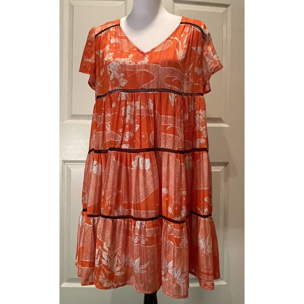 Urban Outfitters Orange Floral Dress Size S UO Womens